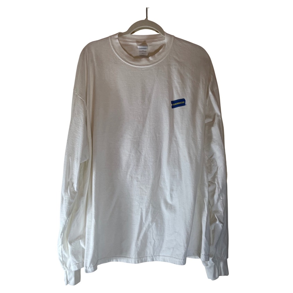 Vintage Blockbuster Video Trade Save‎ Long Sleeve T-Shirt Mens XXL White Graphic